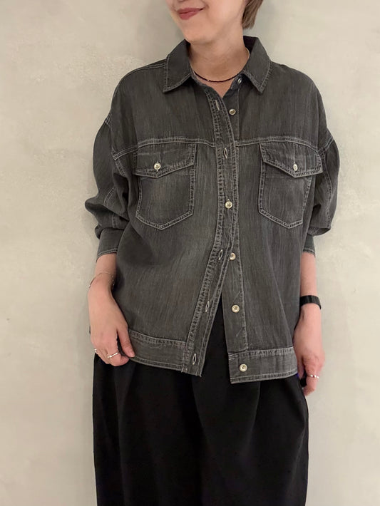 こなれヴィンテージグレーデニムライクシャツ
