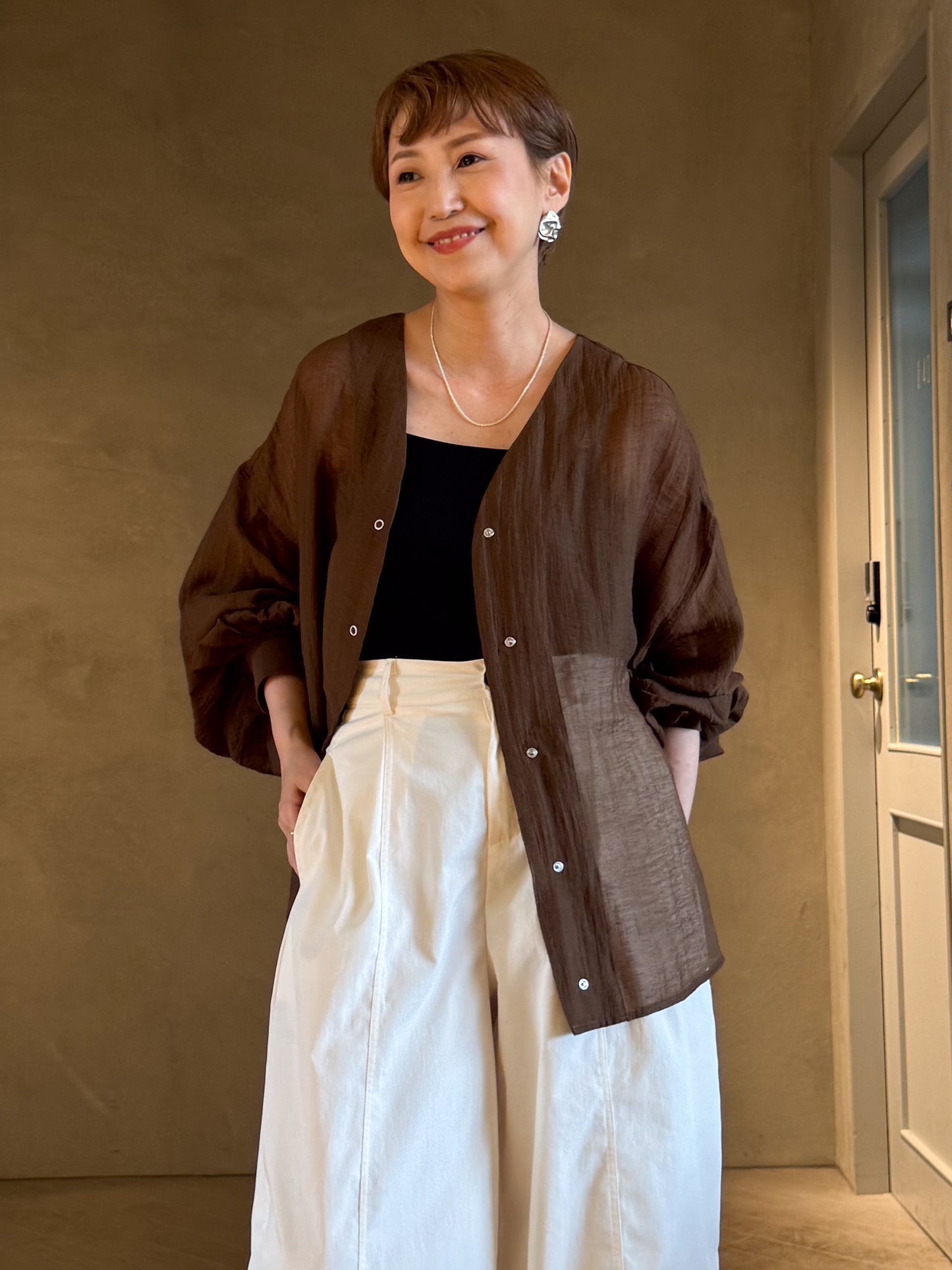 夏の羽織迷子、卒業ブラウス/茶の深み